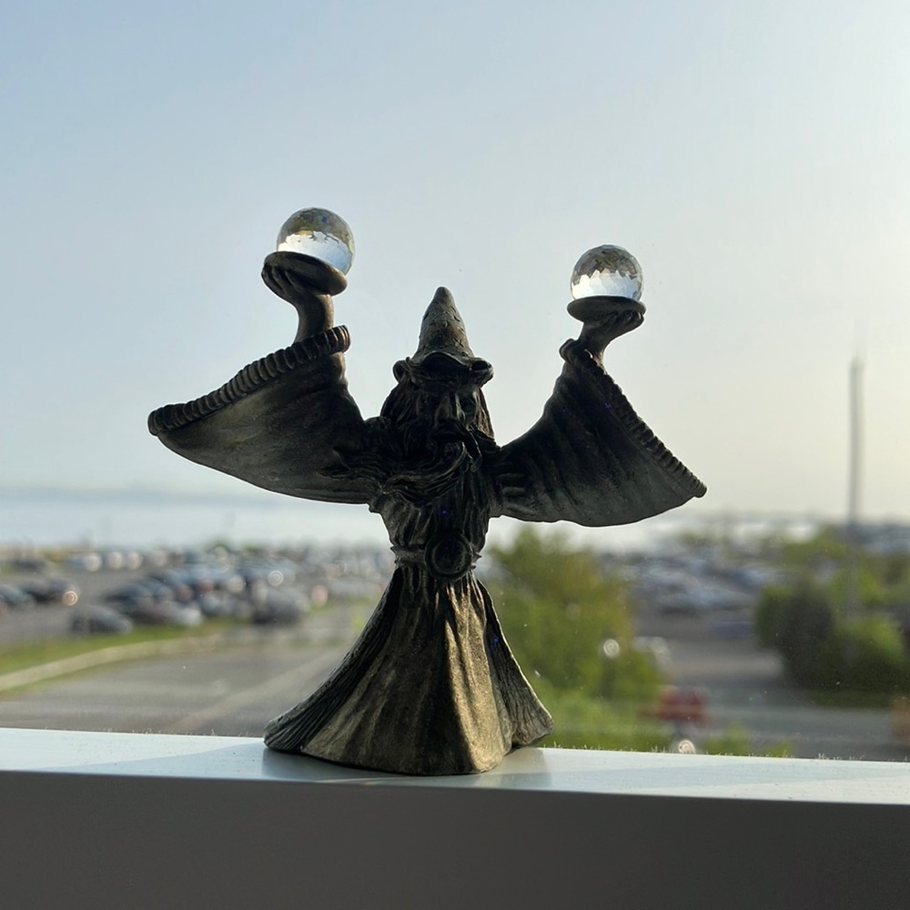 Spoontiques vintage Pewter mini Wizard with 2 Crystal Balls CMR588 1980s